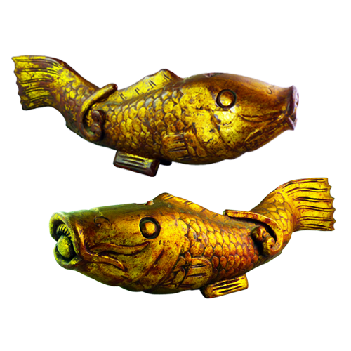 Pair of gold painted/gilded carved fish