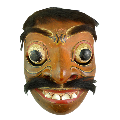 Bali mask finely carved with superb expression and mother of pearl teeth