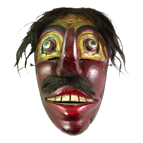Large Java red faced village mask