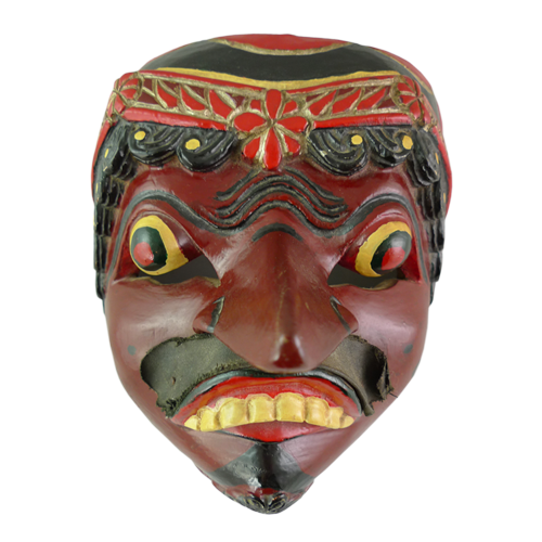 Fine Cirebon red faced mask with tiara