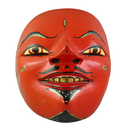 Fine Cirebon red faced mask with tiara