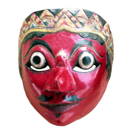 Cirebon blue faced mask with Solo style tiara