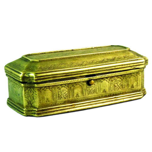 Javanese carved Islamic brass box