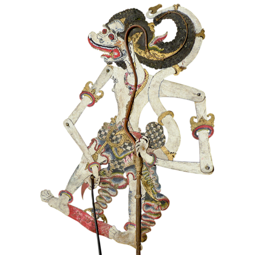 Javanese buffalo hide shadow puppet or Wayang Kulit - White Hanoman