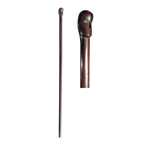 Dayak (Iban) hardwood walking stick with carved head