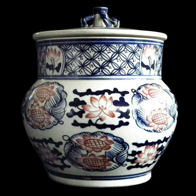 Ming blue white and red glazed jar