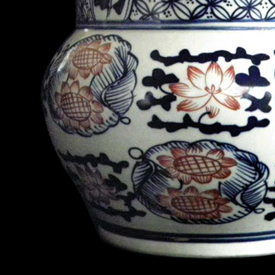 Ming blue white and red glazed jar