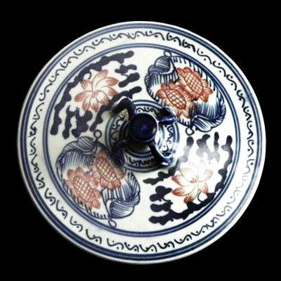 Ming blue white and red glazed jar