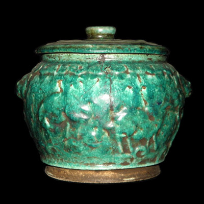 Song turquoise glaze jar with lid