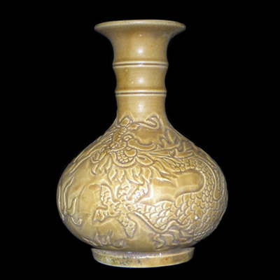 Brown Song vase with dragon incised on side