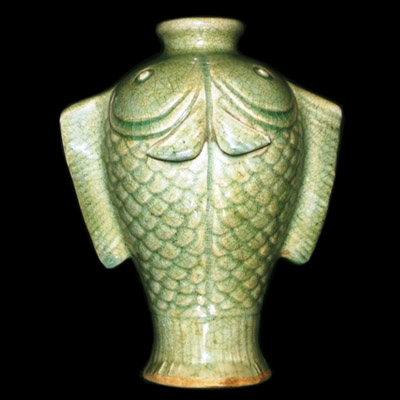 Song celadon vase in the form of a fish