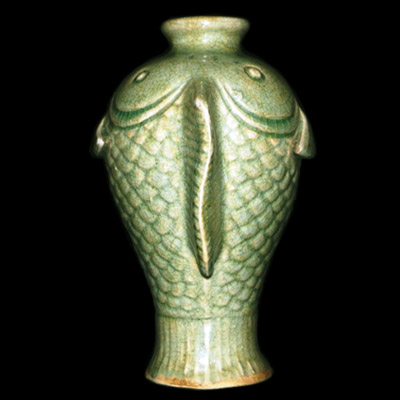 Song celadon vase in the form of a fish