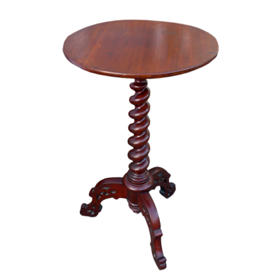 Victorian mahogany fretted and twist stem tripod table