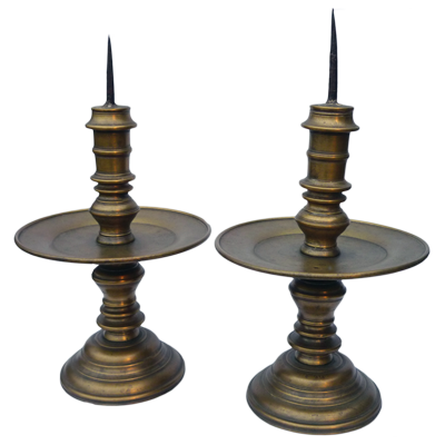 Pair of Dutch East Indies pricket candlesticks c. 1820