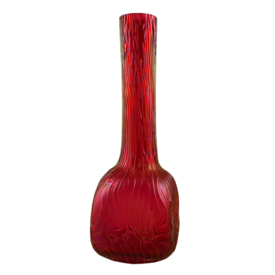 Bohemian wavy art glass vase blown in mould