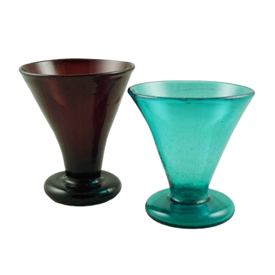 Pair Art Deco free blow wine goblets