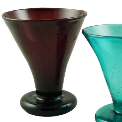 Pair Art Deco free blow wine goblets