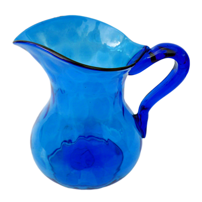 Turquoise 1930's free blown water jug