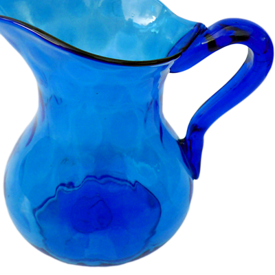 Turquoise 1930's free blown water jug