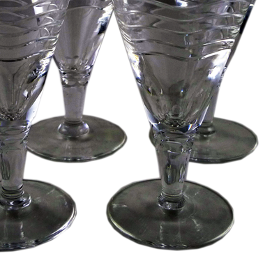 Set of 8 Art Deco wavy crystal cocktail glasses