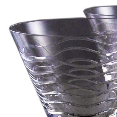 Set of 8 Art Deco wavy crystal cocktail glasses