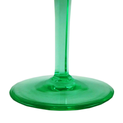 Set of 8 Art Deco green uranium cut-glass crystal cocktail glasses