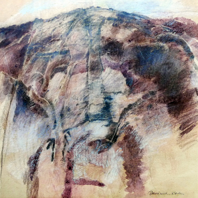 Minature abstract painting of a Derbyshire hillside
