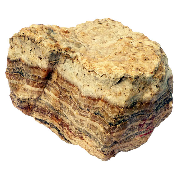 Large block of layered travertine