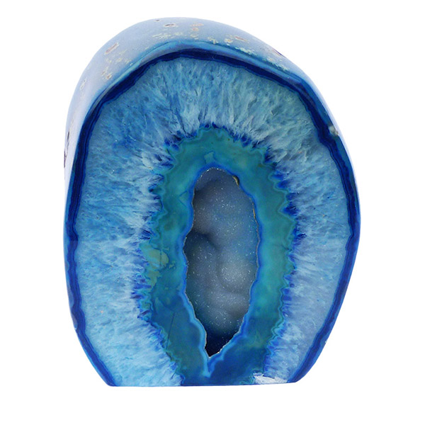 Decorative layered agate with crystaline vug