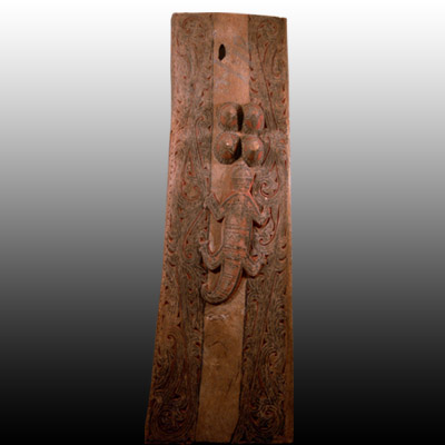 Batak Toba granery door with tree, lizard and 4 breasts