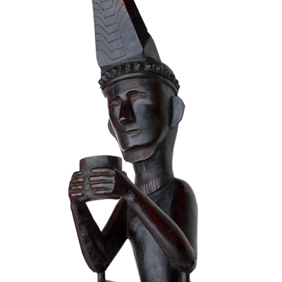 Nias wooden male ancestor figure or Adu Zatua