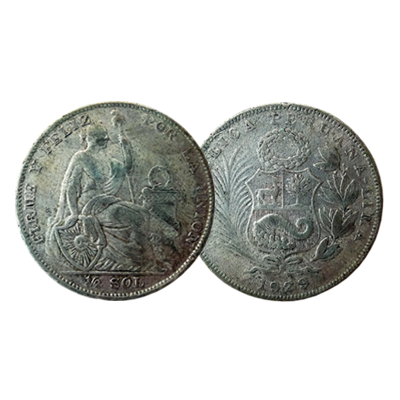 Peruvian 1/2 Sol silver coin dated 1929