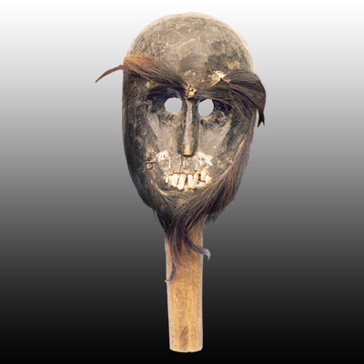 Horific Timor mask with hair and human teeth