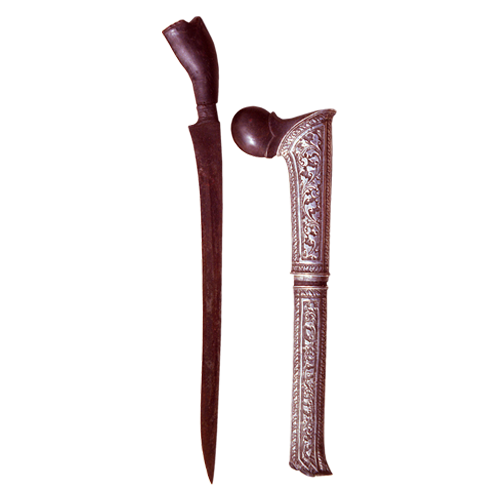 Achenese dagger or Badek with floral silver sheath