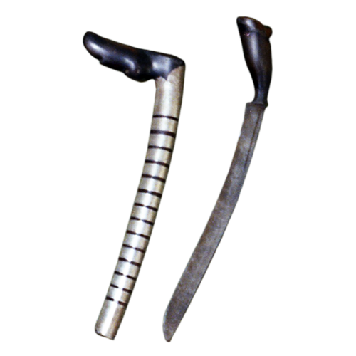 Achenese dagger or Badek with silver bands on sheath