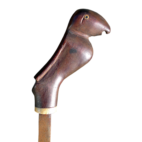 Iban sword stick with bird head handle