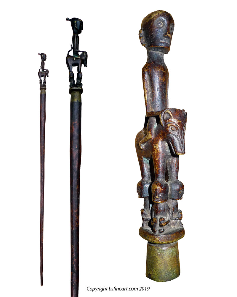 Batak riitual staff or Tungkot Malehat with bronze finial