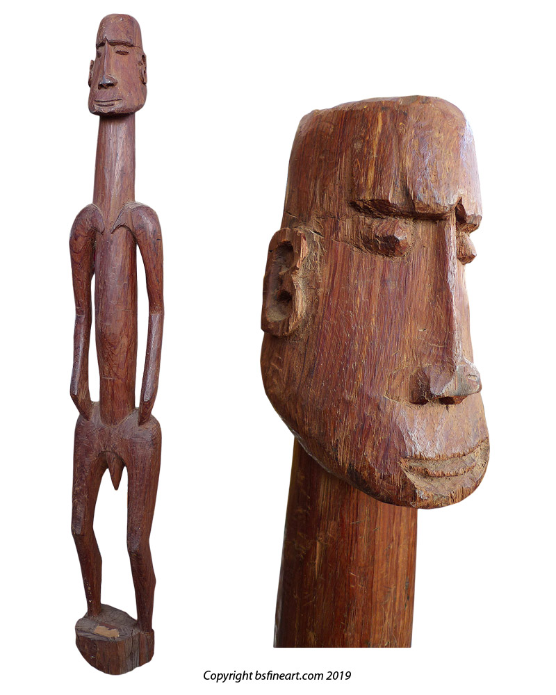 Asmat male figure carved from hardwood in the form of an erect penis