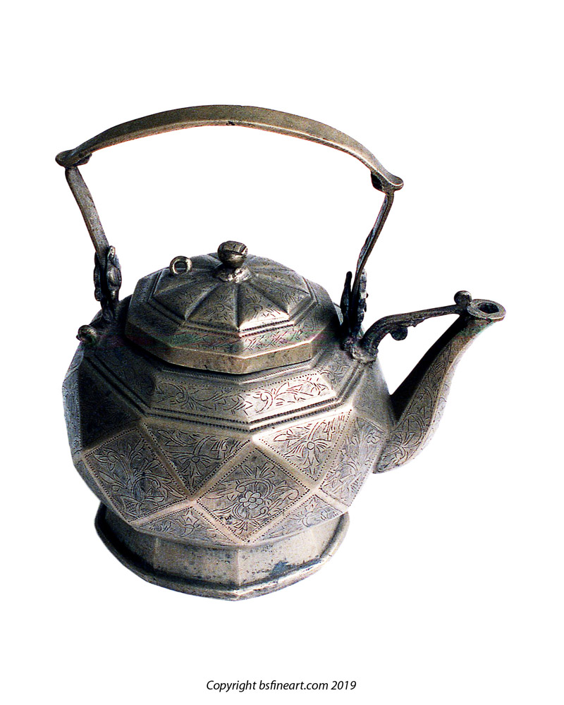 Minangkabau brass kettle of unusual octagonal form